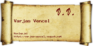 Varjas Vencel névjegykártya